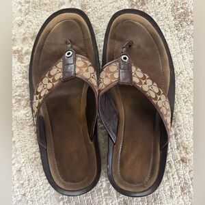 Coach Brown and Tan Flip-Flops